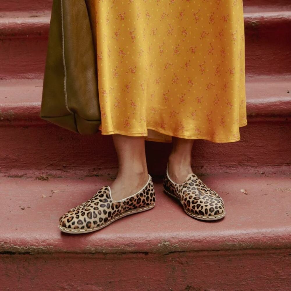 Sabah Loose Leopard Size 41 Women’s Flat Leather Moccasin Flat Driving Shoe